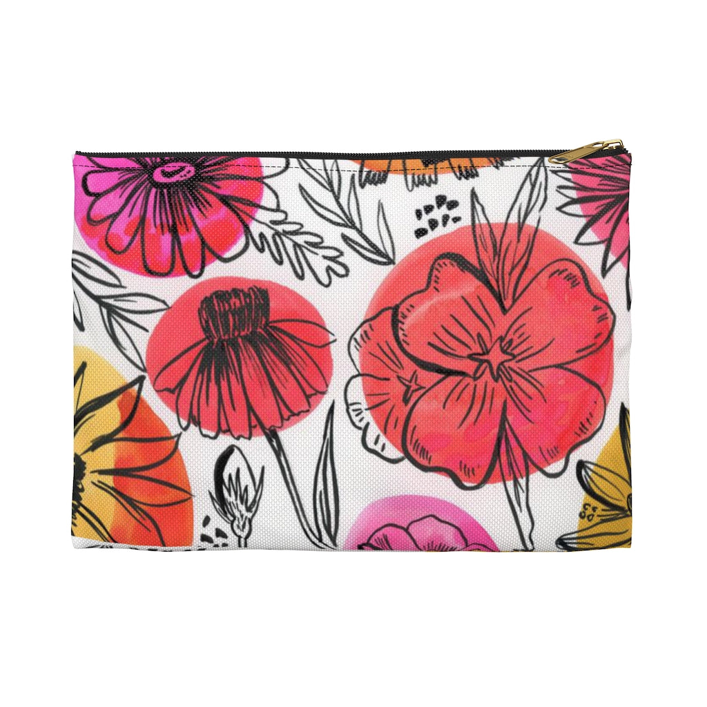 Floral and Polka Dots Flat Pouch