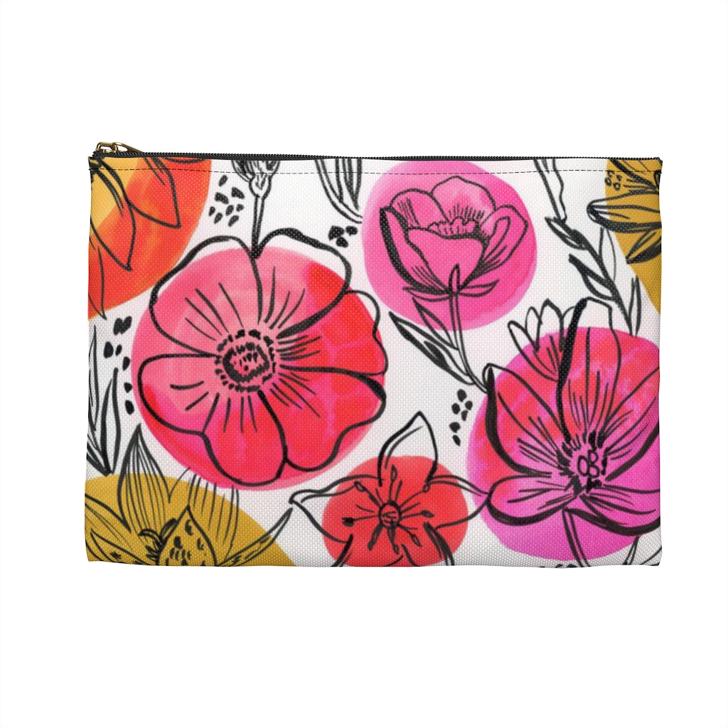 Floral and Polka Dots Flat Pouch