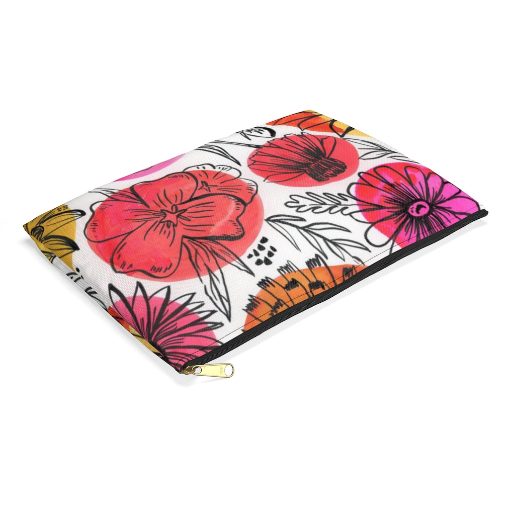 Floral and Polka Dots Flat Pouch