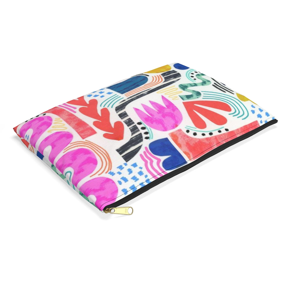 Pink Squiggle Flat Pouch