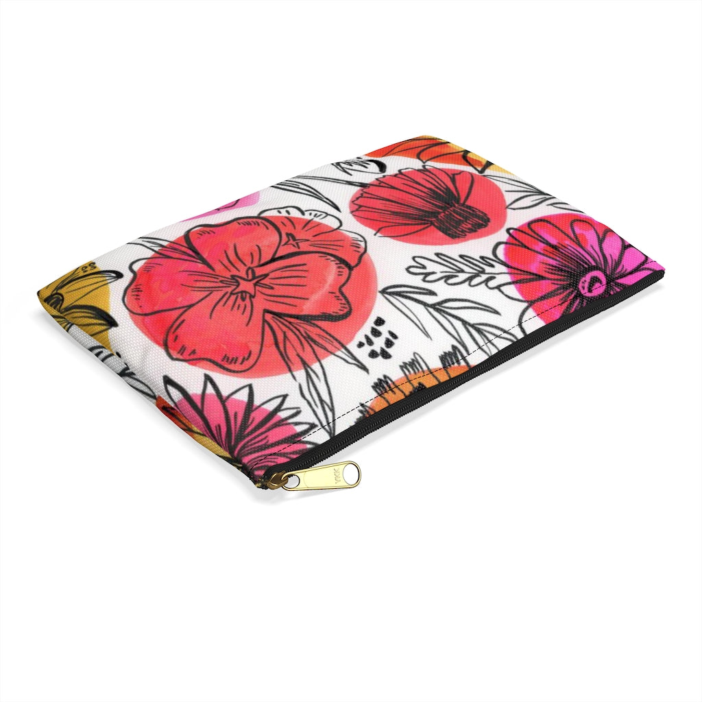 Floral and Polka Dots Flat Pouch